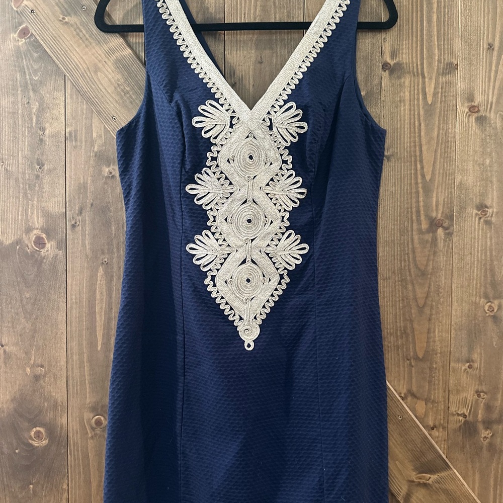 Lilly Pulitzer Navy Dress with Gold embellishment